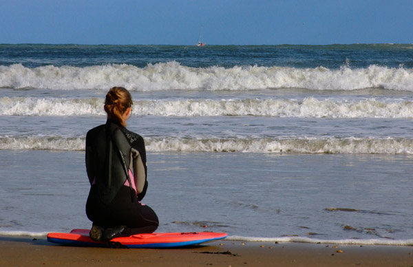Surfer Girl Waiting For a Wave