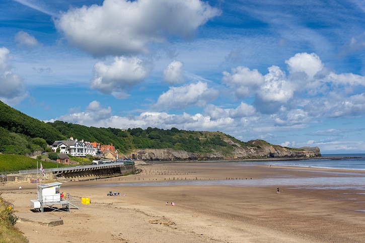 Sandsend beach on the coast of north Yorkshire in England